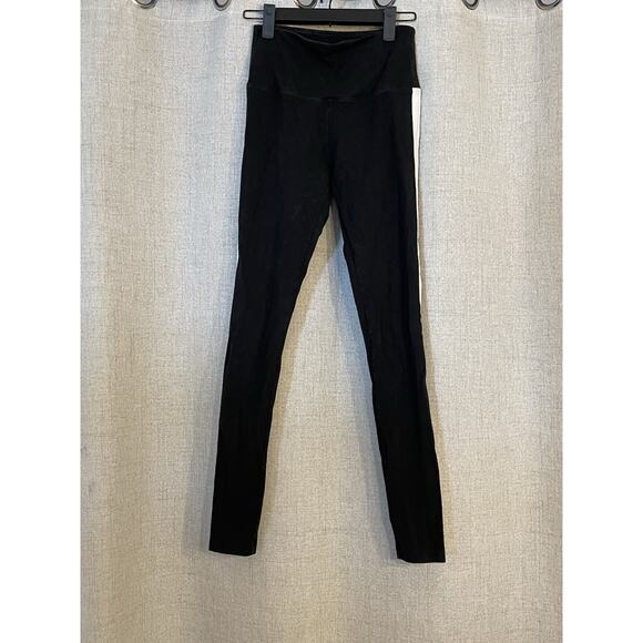 Victoria Secret PINK Leggings Womens Small Cotton High Waist Black White Stripe - Picture 1 of 4